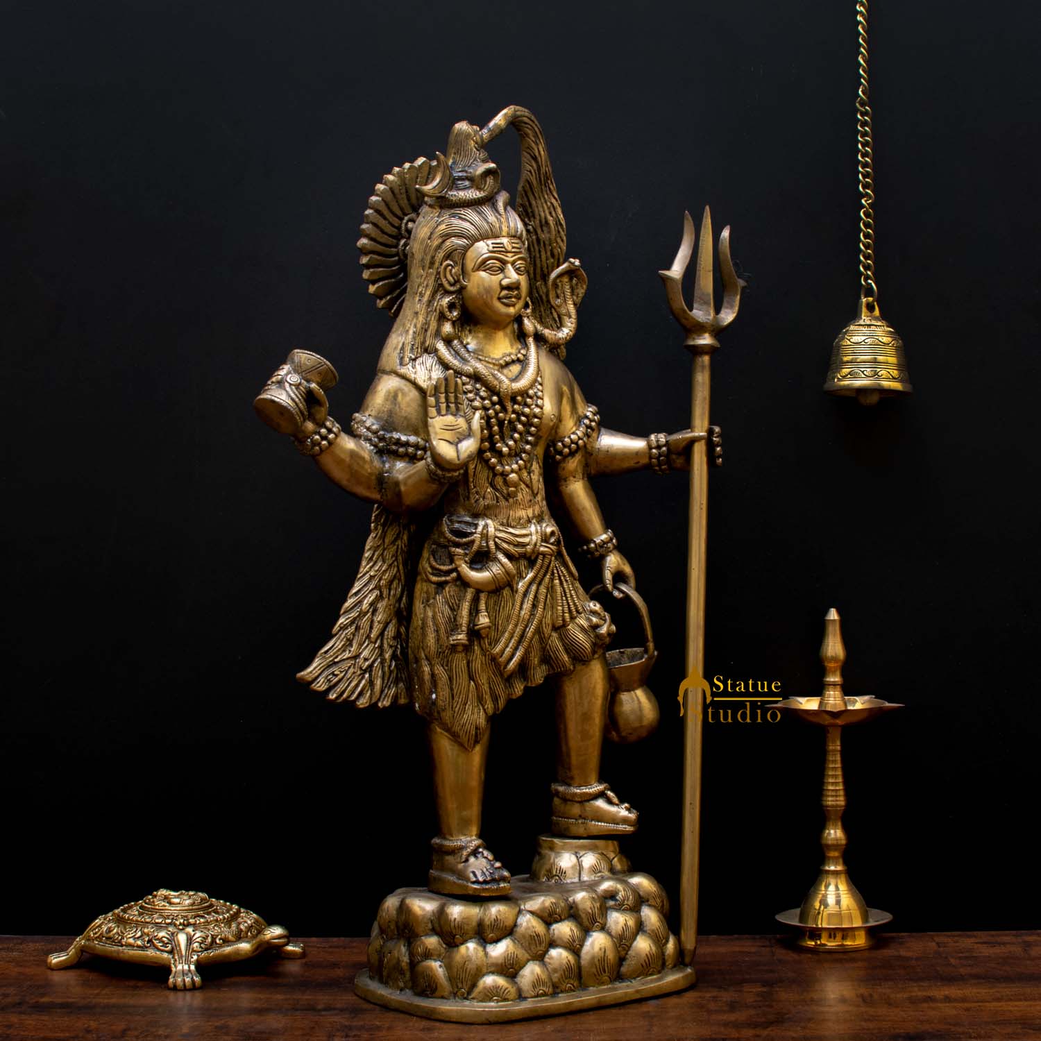 Brass Large Standing Shiv Shankar Bhagwan Murti For Home Decor 2 Feet - Image 3