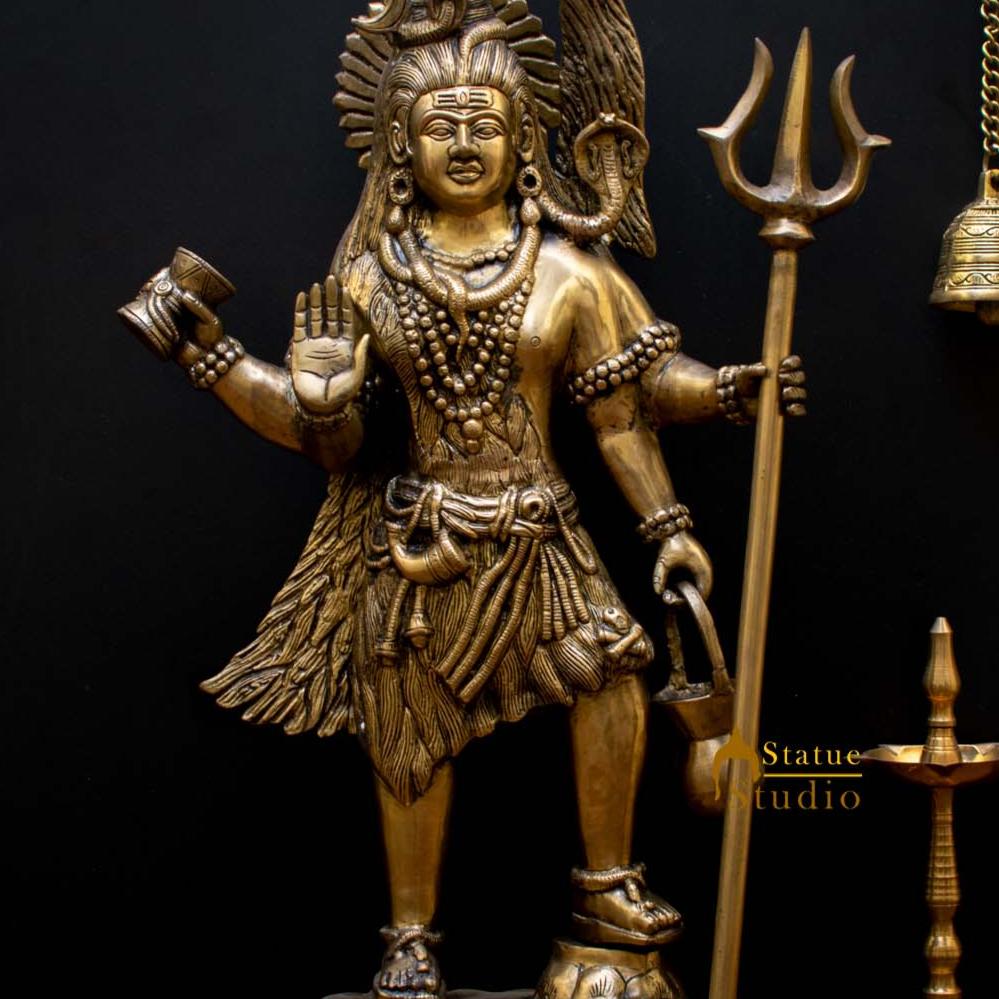 Brass Large Standing Shiv Shankar Bhagwan Murti For Home Decor 2 Feet - Image 2