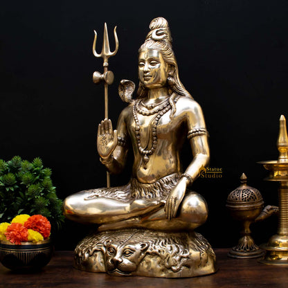 Brass Large Shankar Bhagwan Bhole Nath Idol For Home Mandir Decor 2 Feet by vendor-unknown - Hindu Gods (View 4)
