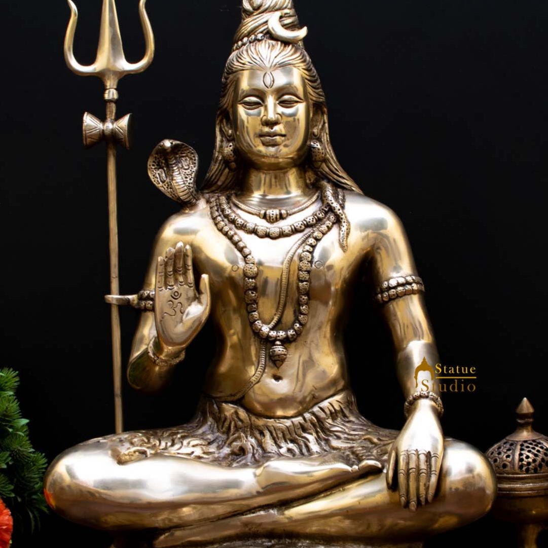 Brass Large Shankar Bhagwan Bhole Nath Idol For Home Mandir Decor 2 Feet - Image 2