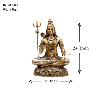 Brass Large Shankar Bhagwan Bhole Nath Idol For Home Mandir Decor 2 Feet by vendor-unknown - Hindu Gods (View 7)