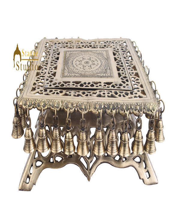 Brass Handmade Chowki Contemporary Decor Foot Rest Table Small 15 Inches - Eco-friendly - Sama Homes
