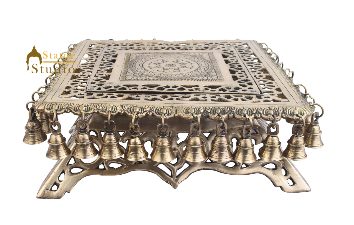 Brass Handmade Chowki Contemporary Decor Foot Rest Table Small 15 Inches