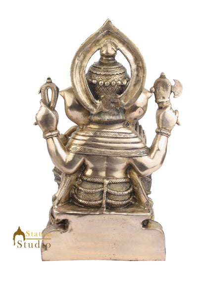 Indian Home Vastu Décor Ganpati Murti Hindu Deity Brass Ganesha Statue 22" by vendor-unknown - Hindu Gods (View 4)