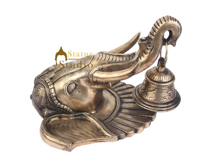 Brass Handicraft Home Decorative Elephant Design Door Bell Knocker 11" by vendor-unknown - Decor (View 4)