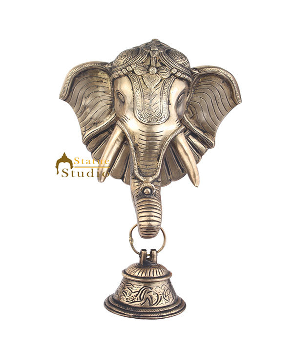 Brass Handicraft Home Decorative Elephant Design Door Bell Knocker 11" - Eco-friendly - Sama Homes