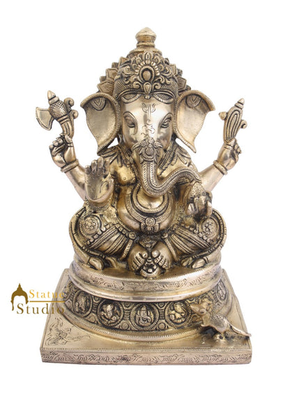 Indian Home Vastu Décor Ganpati Murti Hindu Deity Brass Ganesha Statue 13" by vendor-unknown - Hindu Gods (View 2)