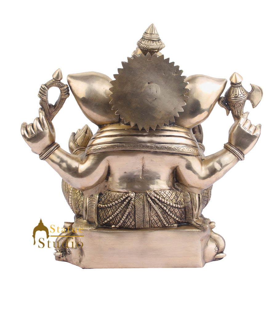 Indian Home Vastu Décor Ganpati Murti Hindu Deity Brass Ganesha Statue 18" - Image 4