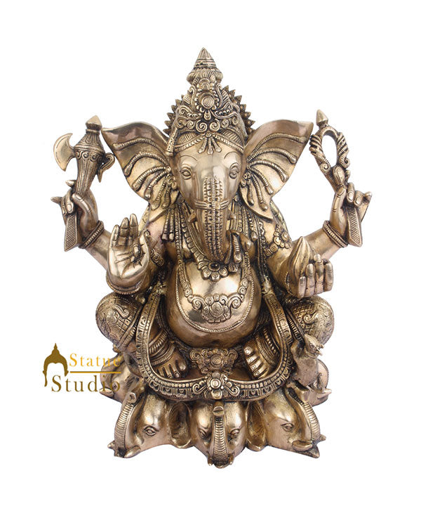 Indian Home Vastu Décor Ganpati Murti Hindu Deity Brass Ganesha Statue 18" - Eco-friendly - Sama Homes