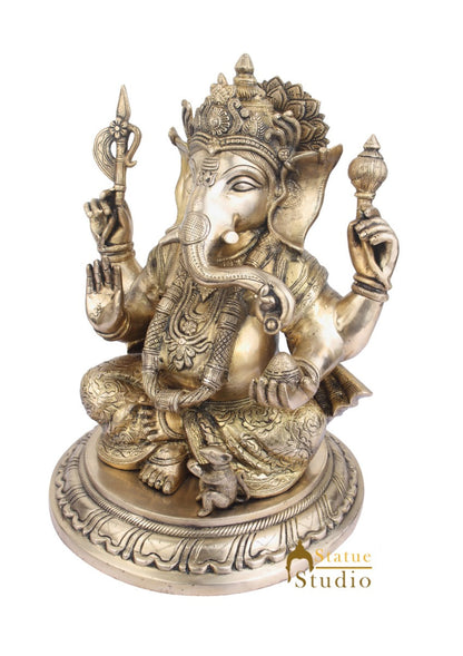 Indian Home Vastu Décor Ganpati Murti Hindu Deity Brass Ganesha Statue 17" by vendor-unknown - Hindu Gods (View 3)