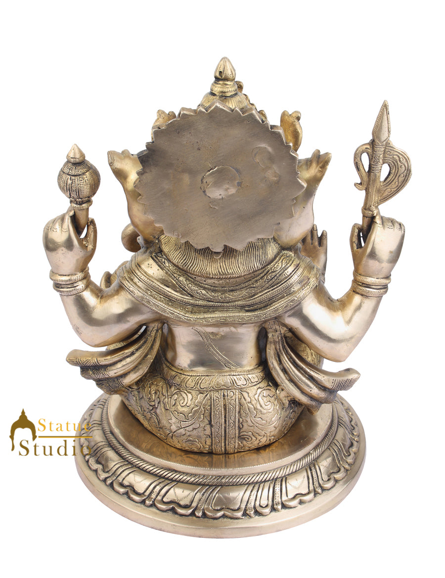 Indian Home Vastu Décor Ganpati Murti Hindu Deity Brass Ganesha Statue 17"