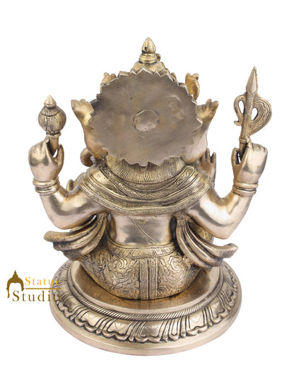 Indian Home Vastu Décor Ganpati Murti Hindu Deity Brass Ganesha Statue 17" by vendor-unknown - Hindu Gods (View 4)