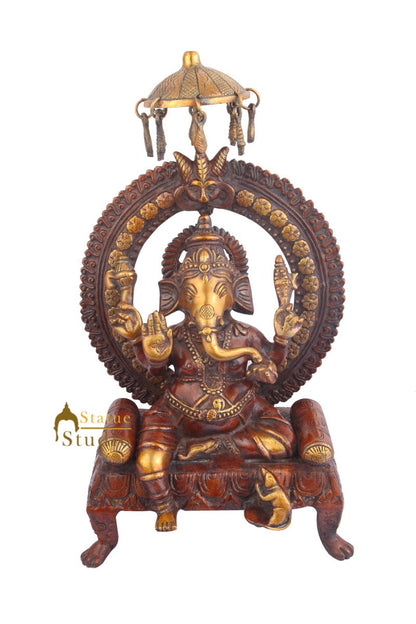 Indian Brass Handicraft Decorative Ganpati Bappa Ganesh Ji Murti Large Vastu 18" by vendor-unknown - Hindu Gods (View 2)