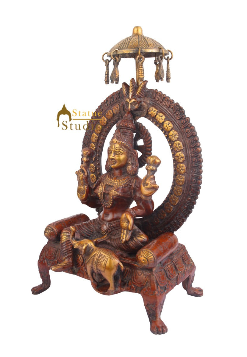 Indian Brass Handicraft Decorative Hindu Goddess Of Wealth Lakshmi Murti 18"