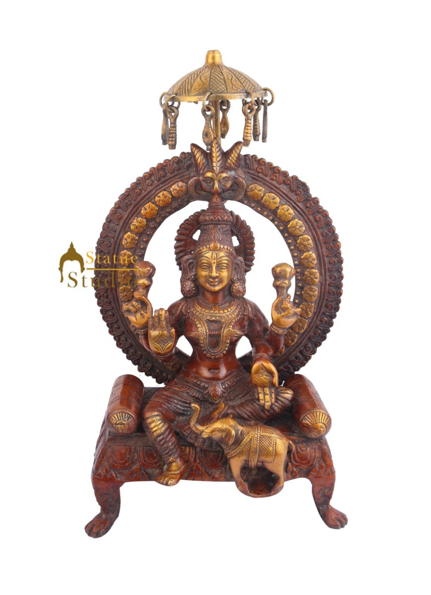 Indian Brass Handicraft Decorative Hindu Goddess Of Wealth Lakshmi Murti 18" - Image 2