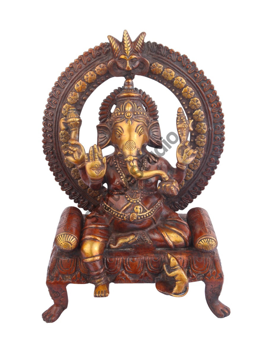 Indian Brass Handicraft Decorative Ganpati Bappa Ganesh Ji Murti Large Vastu 18" - Eco-friendly - Sama Homes