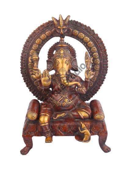 Indian Brass Handicraft Decorative Ganpati Bappa Ganesh Ji Murti Large Vastu 18" by vendor-unknown - Hindu Gods