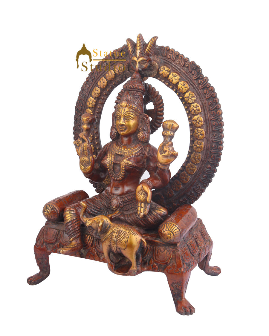 Indian Brass Handicraft Decorative Hindu Goddess Of Wealth Lakshmi Murti 18"
