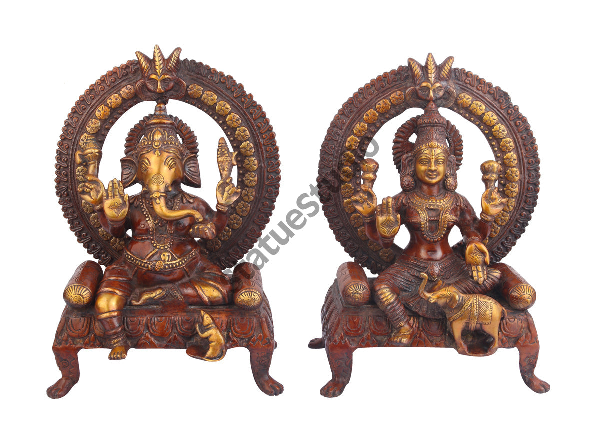 Brass Handicraft Decorative Ganesh Lakshmi Murti Vastu Diwali Gift Large 18" - Image 3