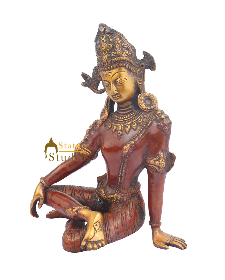 Indian Brass Hindu Deity Lord Indra Dev Inder Rare Unique Décor Idol For Sale 10" - Image 3