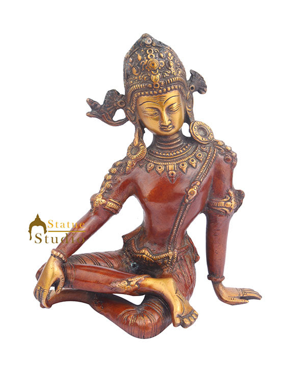 Indian Brass Hindu Deity Lord Indra Dev Inder Rare Unique Décor Idol For Sale 10" - Eco-friendly - Sama Homes