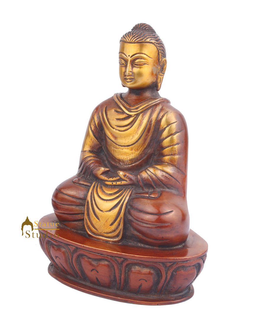 Brass Japanese Chinese Buddha Fengshui Home Decorative Statue For Sale 8" - Image 4