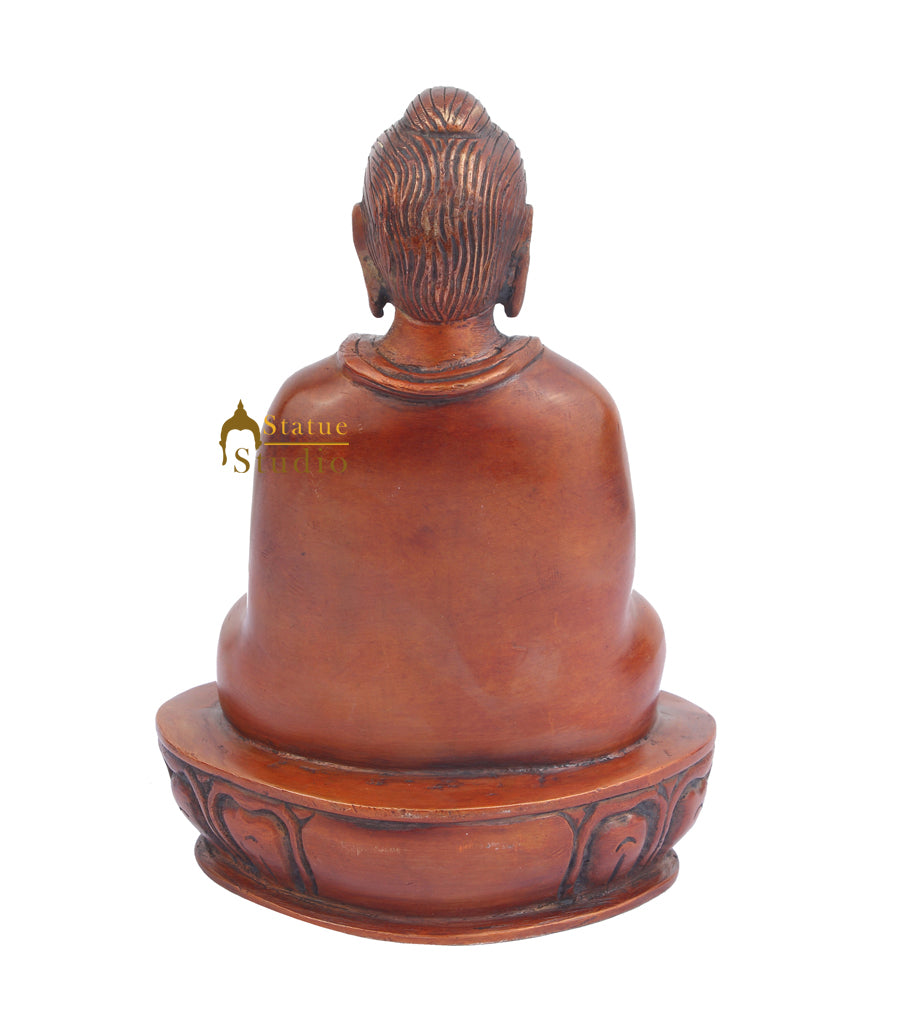 Brass Japanese Chinese Buddha Fengshui Home Decorative Statue For Sale 8" - Image 5