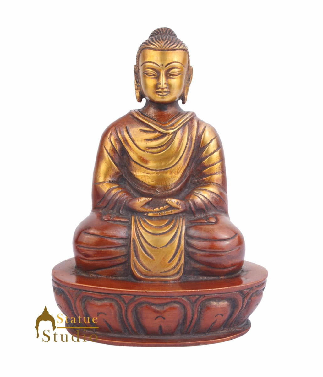 Brass Japanese Chinese Buddha Fengshui Home Decorative Statue For Sale 8" - Image 3