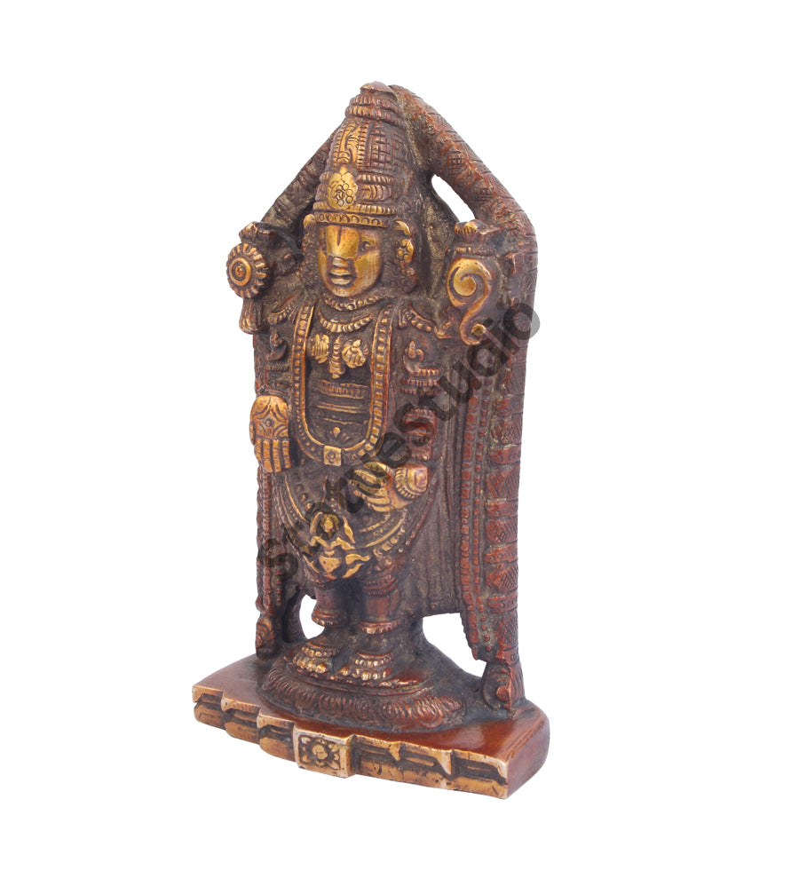 Brass Tirupati Balaji Idol Religious Decor For Sale 7 Inch - Image 4