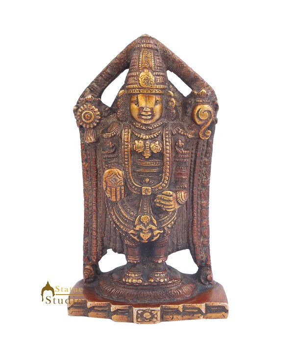 Brass Tirupati Balaji Idol Religious Decor For Sale 7 Inch