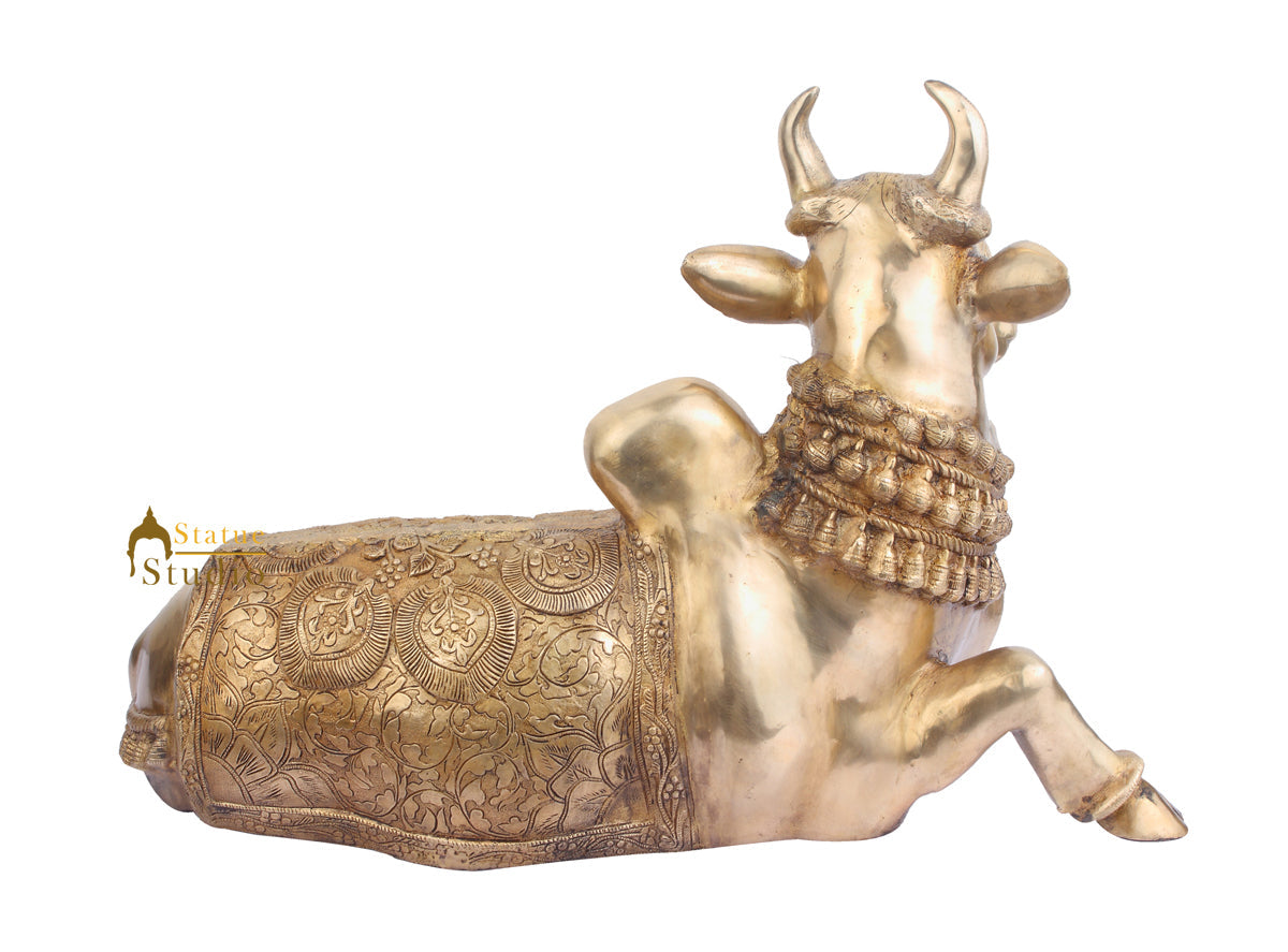 Big Sacred Hindu Holy Cow Nandi Brass Handicraft Large Décor Figurine 2 Feet - Image 4