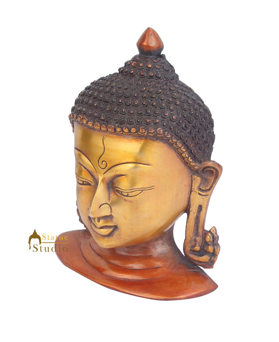 Brass Home Wall Hanging Décor Buddha Mask Room Decorative Item 7" - Image 3