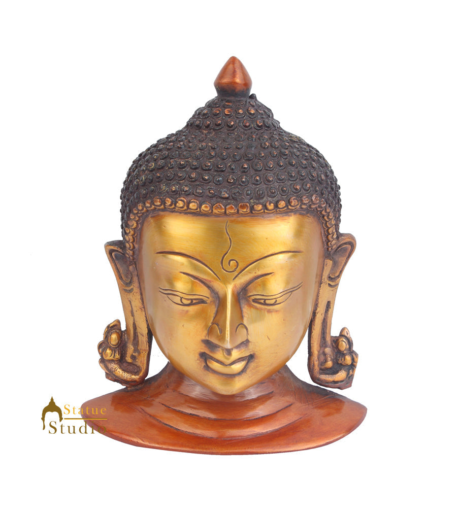 Brass Home Wall Hanging Décor Buddha Mask Room Decorative Item 7" - Eco-friendly - Sama Homes