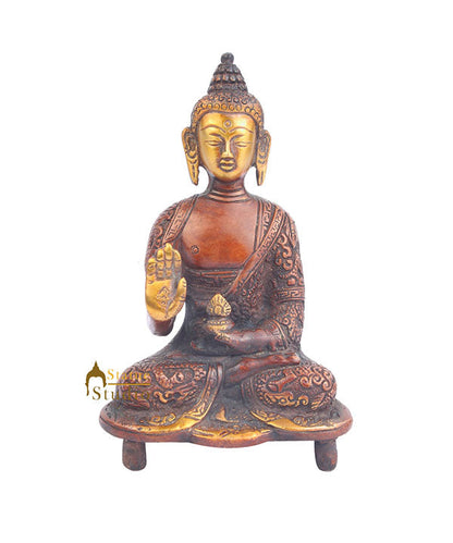 Brass Buddha Small Mini Statue ThanksGiving Christmas Gifting Showpiece 6" by vendor-unknown - Buddha