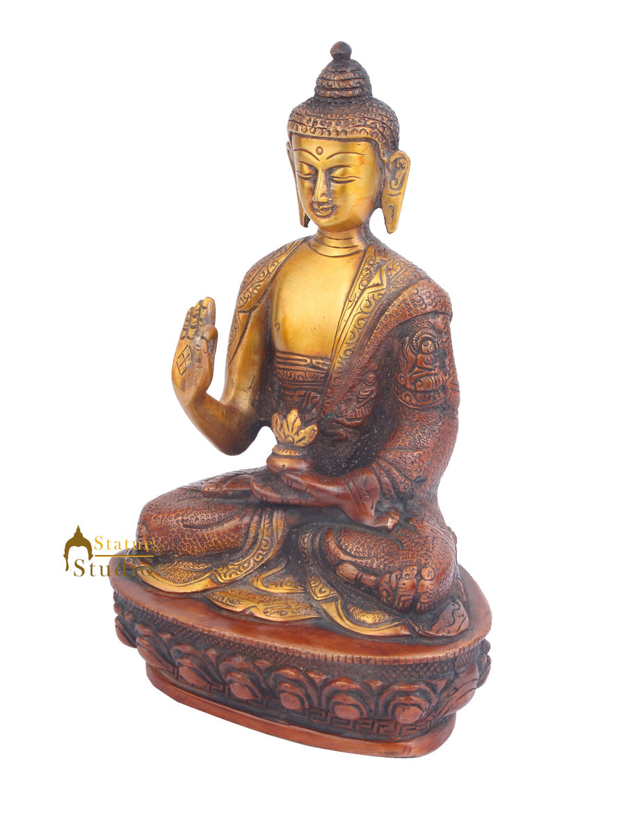 Brass Buddha Statue Housewarming ThanksGiving Christmas Gifting Showpiece 8" - Image 3