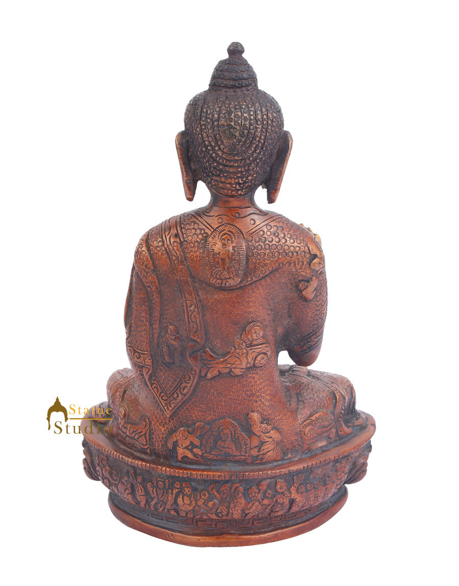 Brass Buddha Statue Housewarming ThanksGiving Christmas Gifting Showpiece 8" - Image 4