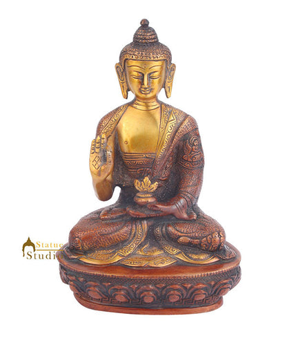 Brass Buddha Statue Housewarming ThanksGiving Christmas Gifting Showpiece 8" by vendor-unknown - Buddha