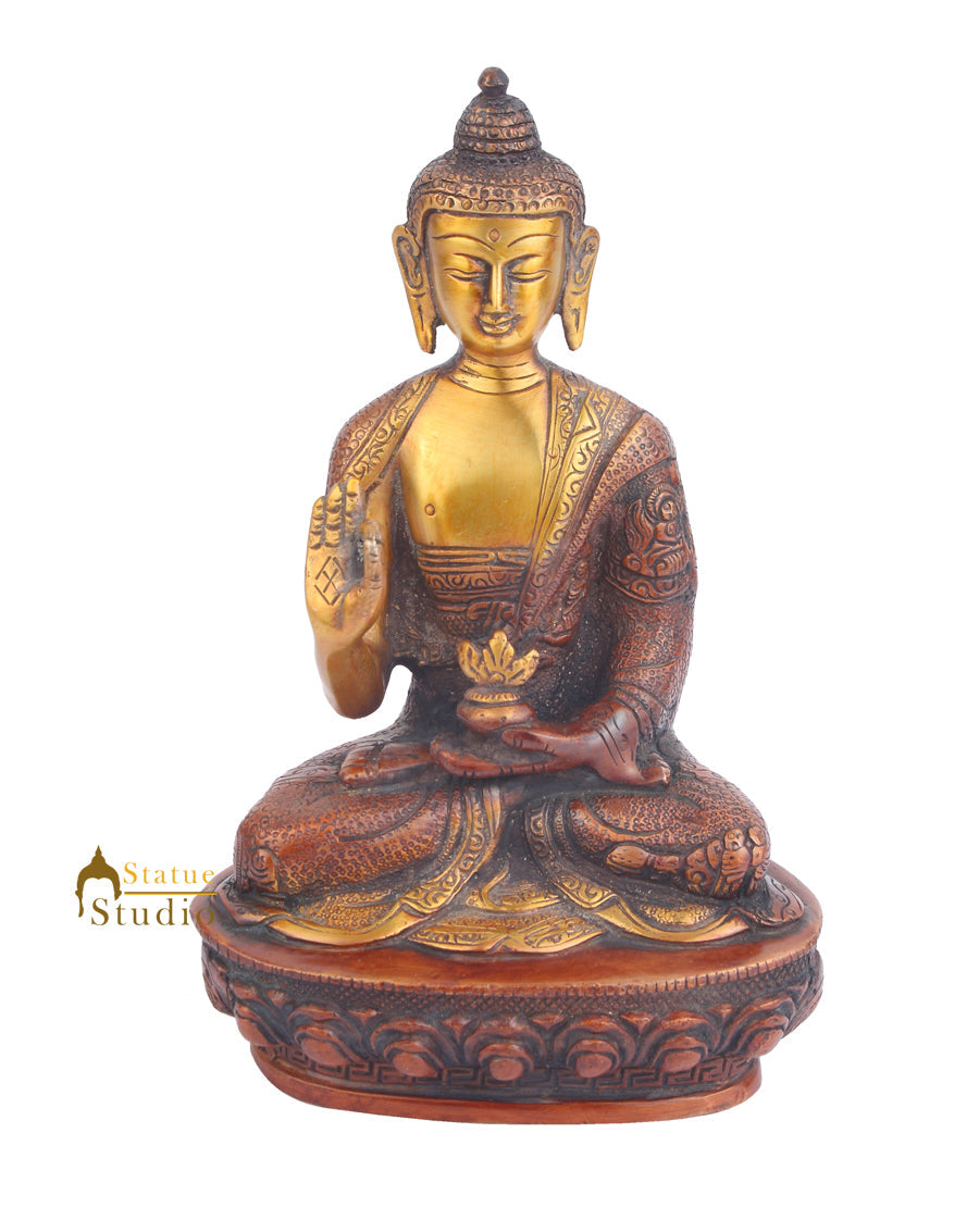 Brass Buddha Statue Housewarming ThanksGiving Christmas Gifting Showpiece 8"