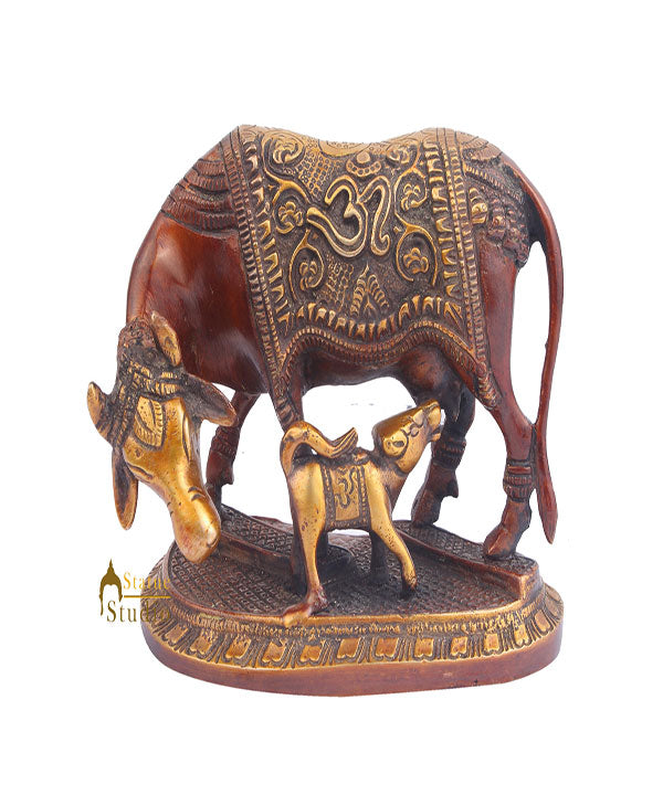 Indian Hindu Sacred Holy Cow And Calf Pair With AUM OM Symbol 5" - Image 2