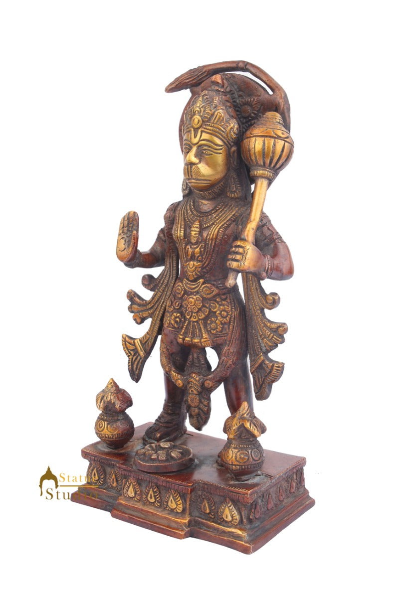 Brass Standing Hanuman Statue For Home Decor Showpiece 10"