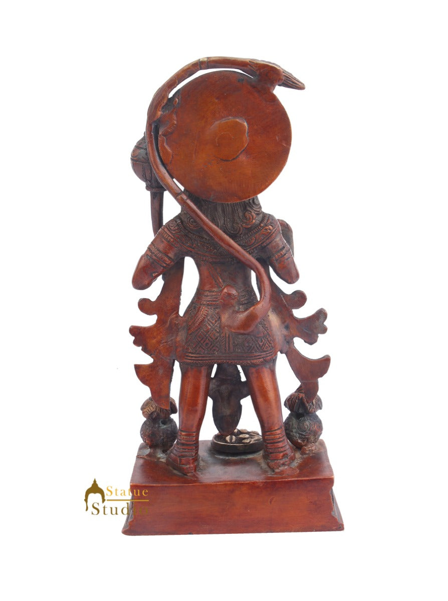 Brass Standing Hanuman Statue For Home Decor Showpiece 10" - Image 4