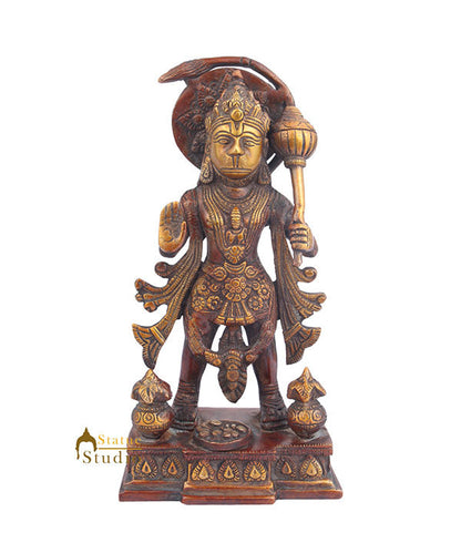 Brass Standing Hanuman Statue For Home Decor Showpiece 10" by vendor-unknown - Hindu Gods (View 2)