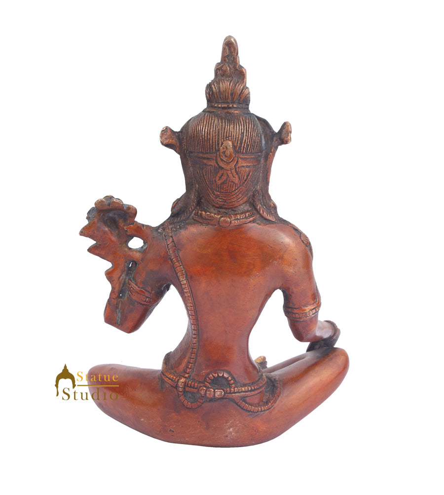 Indian Brass Hindu Deity Lord Indra Dev Inder Rare Unique Décor Idol For Sale 7" - Image 4