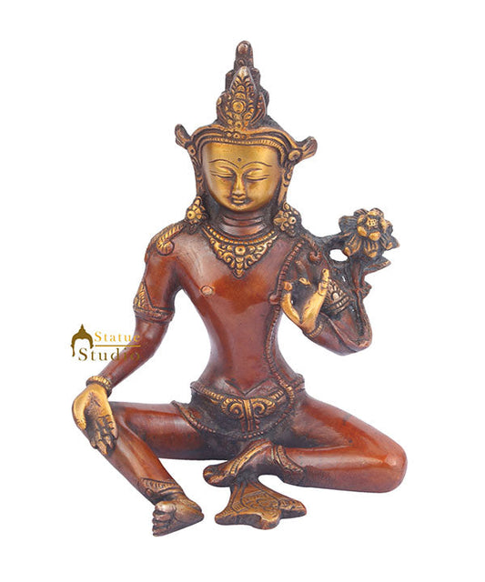 Indian Brass Hindu Deity Lord Indra Dev Inder Rare Unique Décor Idol For Sale 7"