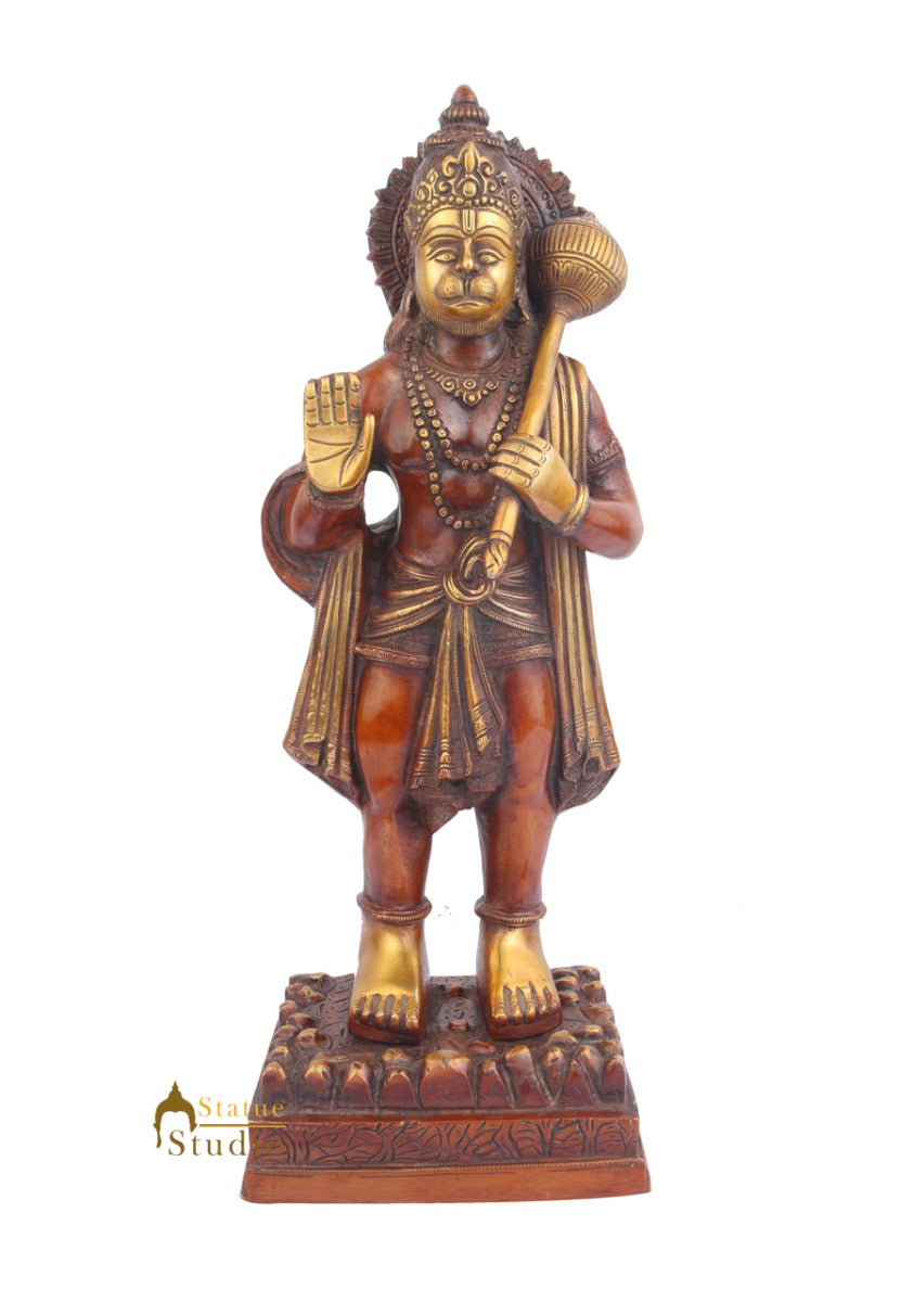 Brass Standing Hanuman Statue Antique Finish For Home Decor 1.5 Feet - Image 2