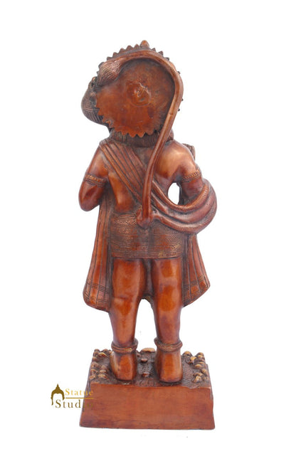 Brass Standing Hanuman Statue Antique Finish For Home Decor 1.5 Feet by vendor-unknown - Hindu Gods (View 4)
