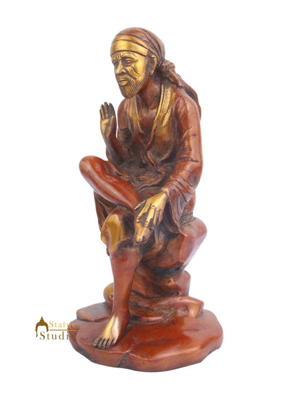 Indian Hindu God Blessing Lord Shirdi Ke Sai Baba Murti Temple Idol For Sale 10" by vendor-unknown - Hindu Gods (View 3)