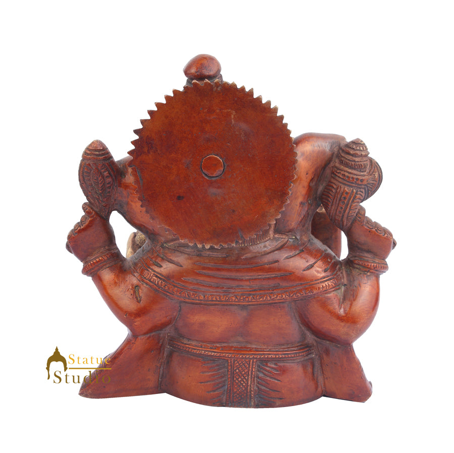 Lord Ganpati Ji Murti Brass Ganesha Idol For Sale 7" - Image 4