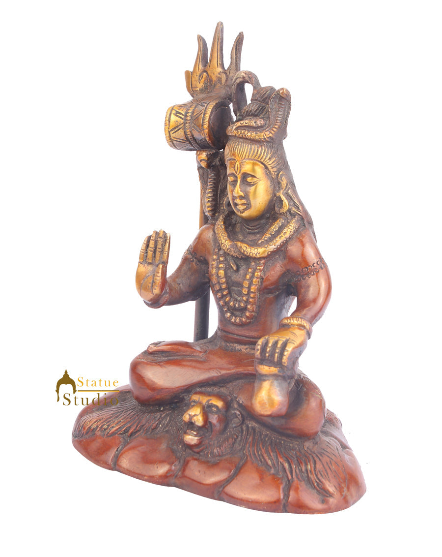 Brass Blessing Lord Shiva Idol Statue Figurine 6 Inch