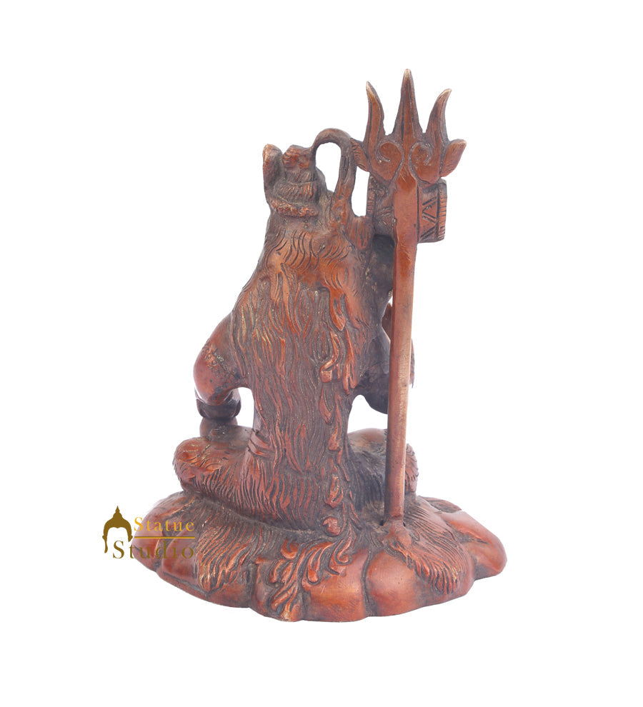 Brass Blessing Lord Shiva Idol Statue Figurine 6 Inch - Image 4